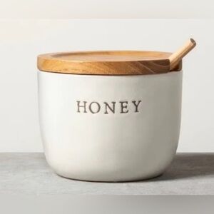Hearth and Hand Stoneware Honey Pot with Dipper and Lid